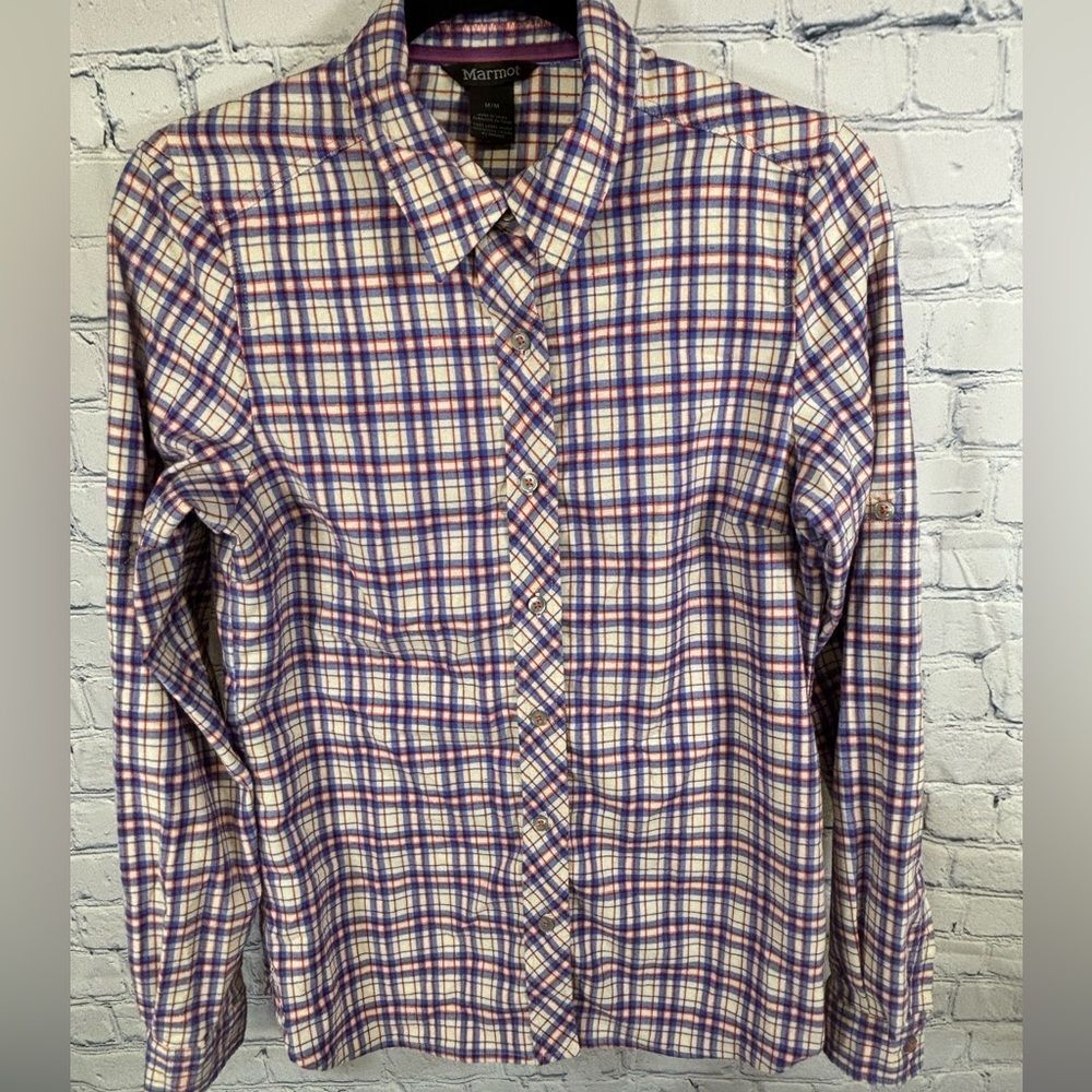 Marmot Women’s Fairfax Retro Boyfriend Cottagecore Cream Papyrus Flannel Shirt S